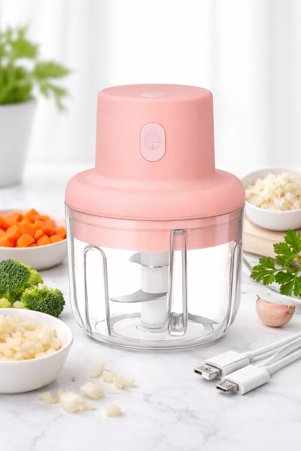 KolorFish Electric Mini Garlic Chopper 250ml Electric Vegetable Chopper